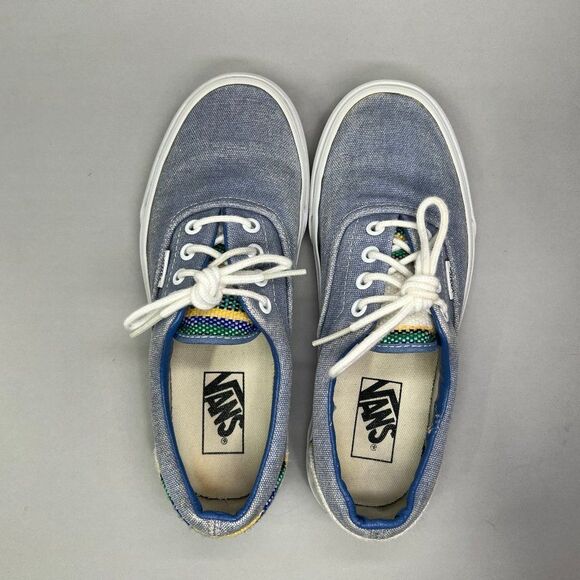 Vans Shoes Women’s Size 7.5 Salt Washed Blue Low Retro Lace Up Skate Sneakers - Picture 8 of 10